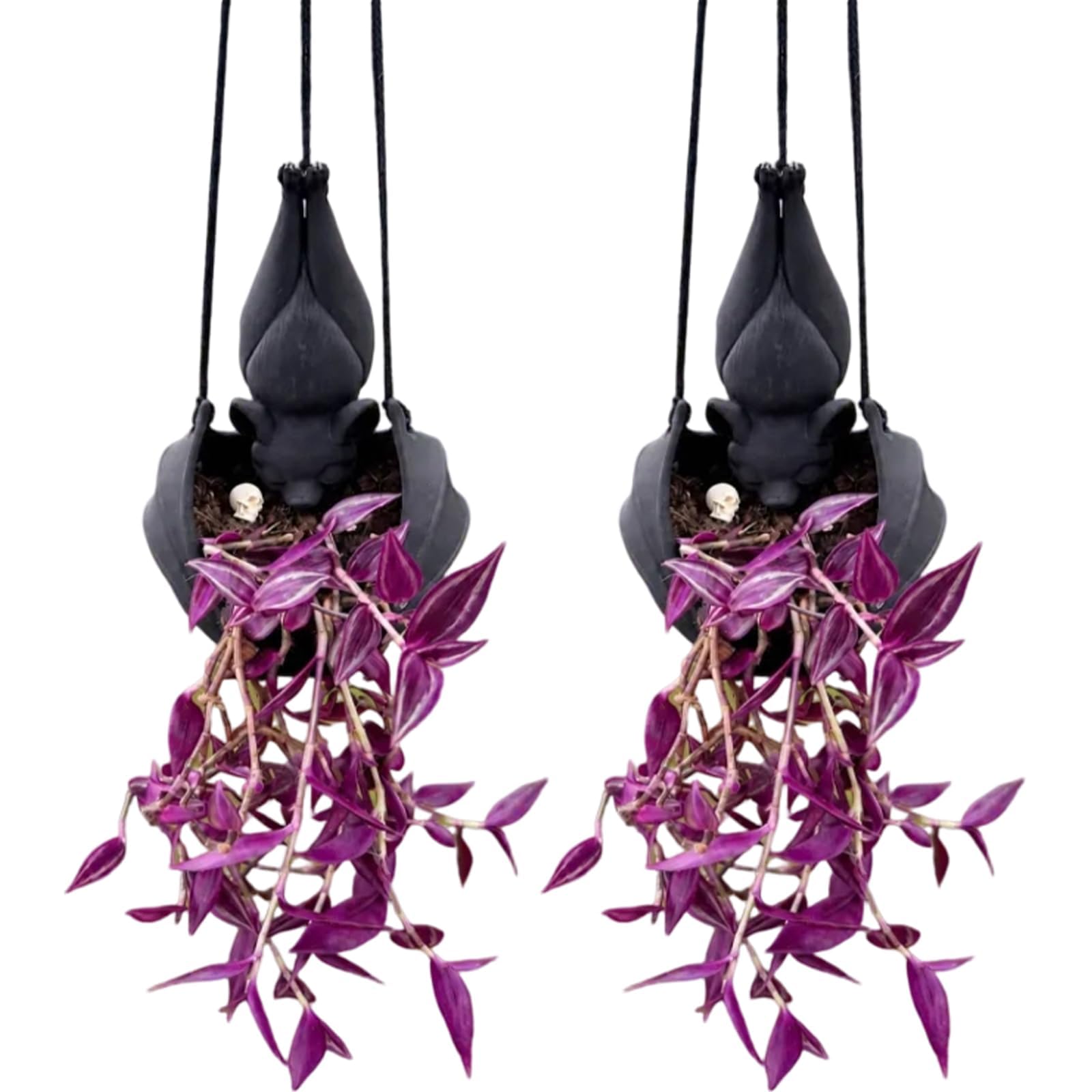 Gothic Bat Hanging Planter Set, Upside Down Bat Wall Plant Pot