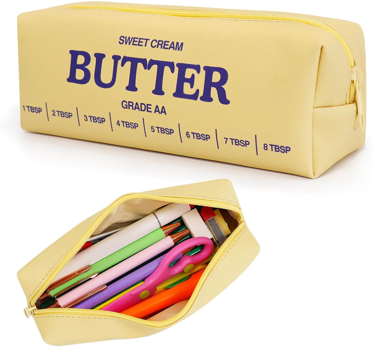 Funny Butter Sticks Soft Pencil Case Pouch College School Supplies, Pencil Box with Zipper for Teen Girls Boys Women Men Adults, Pen Bag Back to School Essentials Stationary Gift for Student Teacher