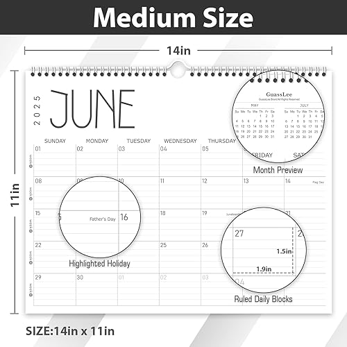 Miniatura 10 de Calendario de pared 2024-2025, calendario mensual de 12 meses de abril de 2024 a marzo de 2025, calendario colgante de 14 x 11 pulgadas con