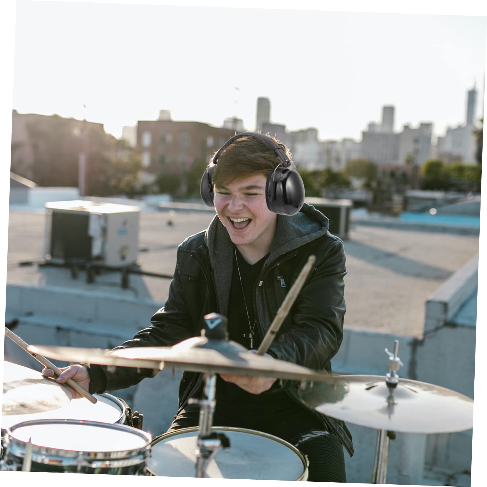 Mipcase Protective Ear Cover for Drummers Noise Insulation Headset Comfortable Padded Design Rotating Cups Multi-layer Noise Reduction for Work