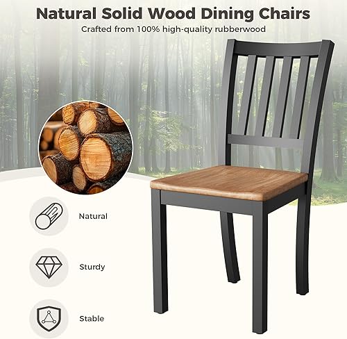 Vista 4 de IRONCK Juego de 4 sillas de comedor de madera maciza, sillas de cocina modernas con respaldo de listones curvos, asiento en forma de W, sillas