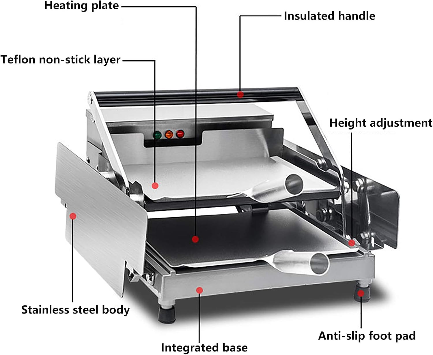 Commercial Burger Machine,Double Layer Bake Hamburger Toaster,Automatic Heating Bread Maker,750W Electric Making Machine with 0-3 Minutes Timer,50-300℃ Adjustable, S-750w,S(43 * 40 * 33cm)-750w