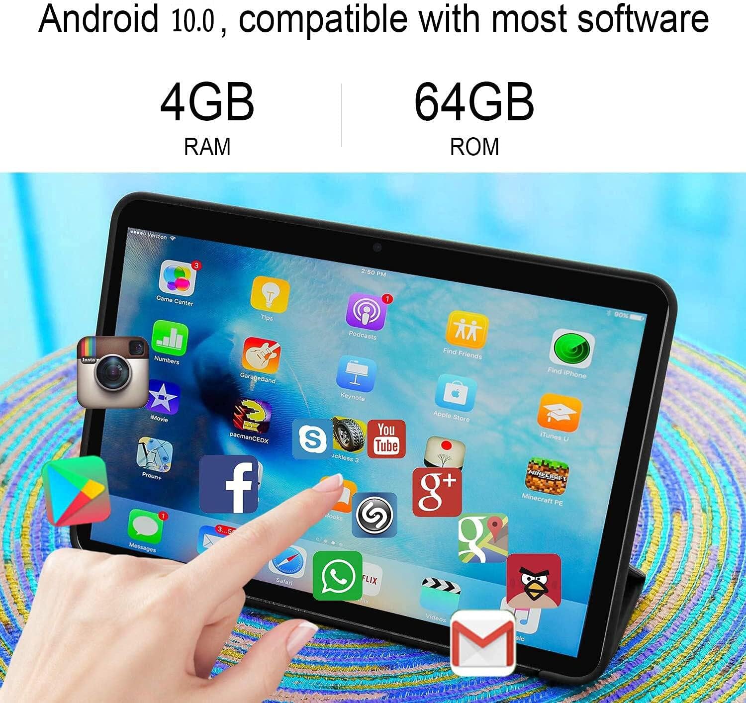 Free Shipping Over $50 AOYODKG 2 in 1 Tablet with Keyboard 10.1 Inch Android 10.0 Pie, 4GB RAM + 64GB ROM, Quad Core, Google GMS Certified, IPS HD Display, 8MP Dual Camera, Dual 4G SIM, 8000mAh, WiFi (Black) Super Big Clearance! AOYODKG 2 in 1 Tablet with Keyboard 10.1 Inch Android 10.0 Pie, 4GB RAM + 64GB ROM, Quad Core, Google GMS Certified, IPS HD Display, 8MP Dual Camera, Dual 4G SIM, 8000mAh, WiFi (Black)