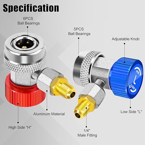 Miniatura 3 de Los adaptadores de acoplador rápido ajustables AC R134A funcionan como accesorios de calibre de colector de aire acondicionado automático, HVAC