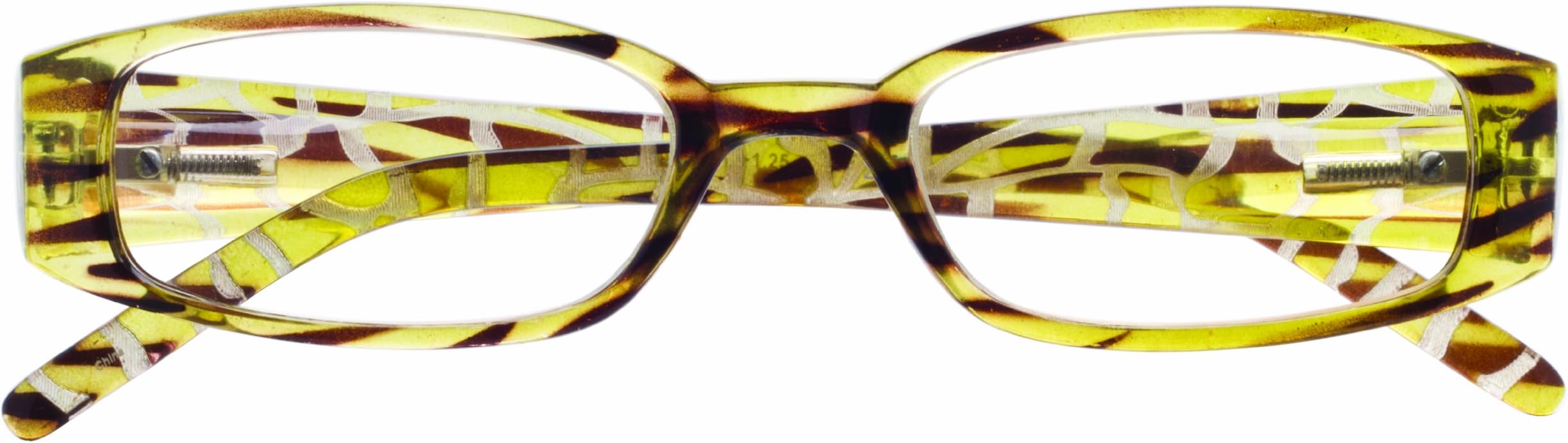 Zoom Eyeworks Plastic 3/4 Rectangle Reading Eyewear, 1.25, Green/Brown Giraffe