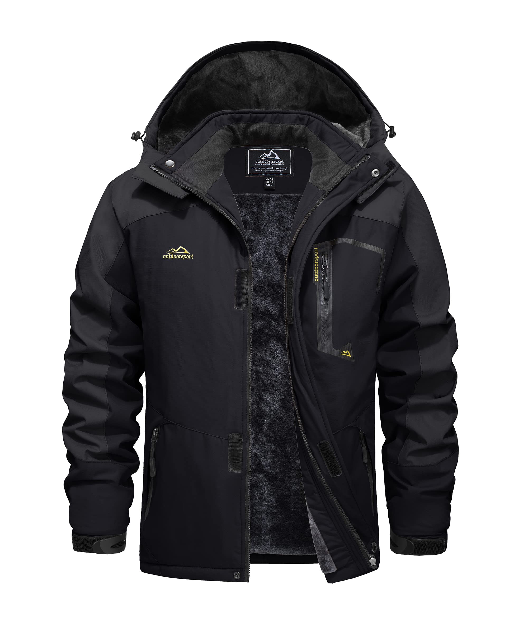 EKLENTSON Abrigo Hombre Invierno Chaqueta Impermeable Cortavientos Esquí Escalada Capucha Cremallera