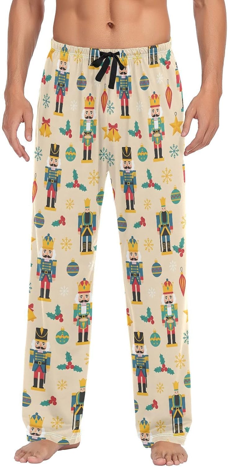 Mens Pajama Pants Nutcracker Christmas Holiday Soft Lounge Sleep Pant with Pockets Sleepwear PJ Bottoms for Men