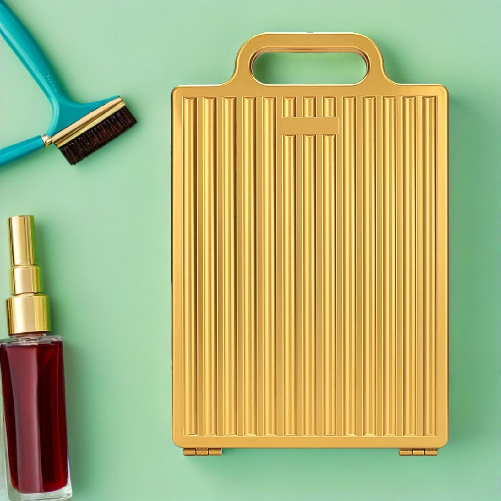 Specchio Pieghevole Doppia Faccia Oro con Superficie Specchio di Precisione e Design Leggero, per Personale da Viaggio
