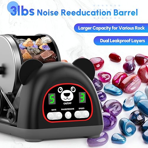 Miniatura 5 de luximi Kit de vaso de roca industrial con motor industrial y material de síntesis duradero, velocidad ajustable, ajuste de tiempo y barril de