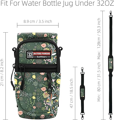 Miniatura 100 de NATURE PIONEOR Water Bottle Holder with Strap,Water Bottle Carrier Bag Sling Sleeve with Adjustable Shoulder Strap & Handle and Large Phone Pocket
