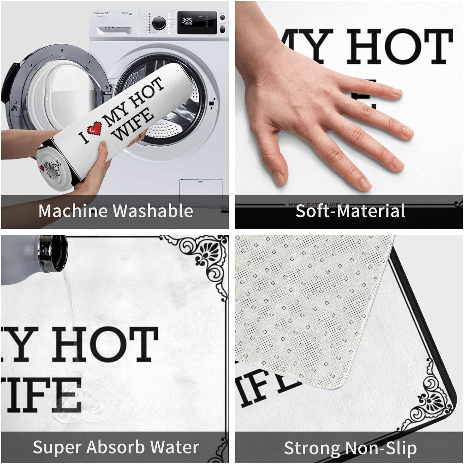 Plain Doormat for Crafts I Love My Hot Wife Doormat Welcome Mats Funny Desk Floor Mat (Color : Colour, Size : 65X90CM)