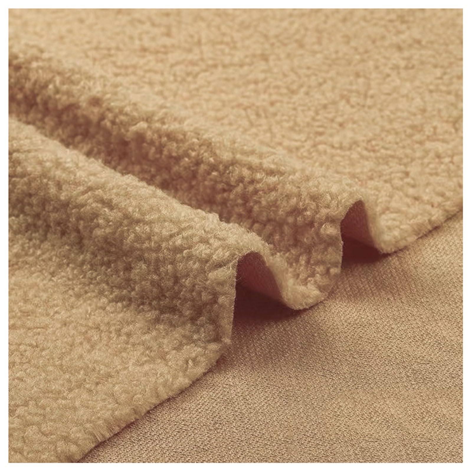 Soft Curly Woolly Pile Fleece Fabric Polyester Polar Fleece Fabric Soft Plush Material Shaggy Craft Faux Fur Fabric for Sewing Throws, Blankets, Scarves, Pet Beds, 50x160cm (Color : Apricot)