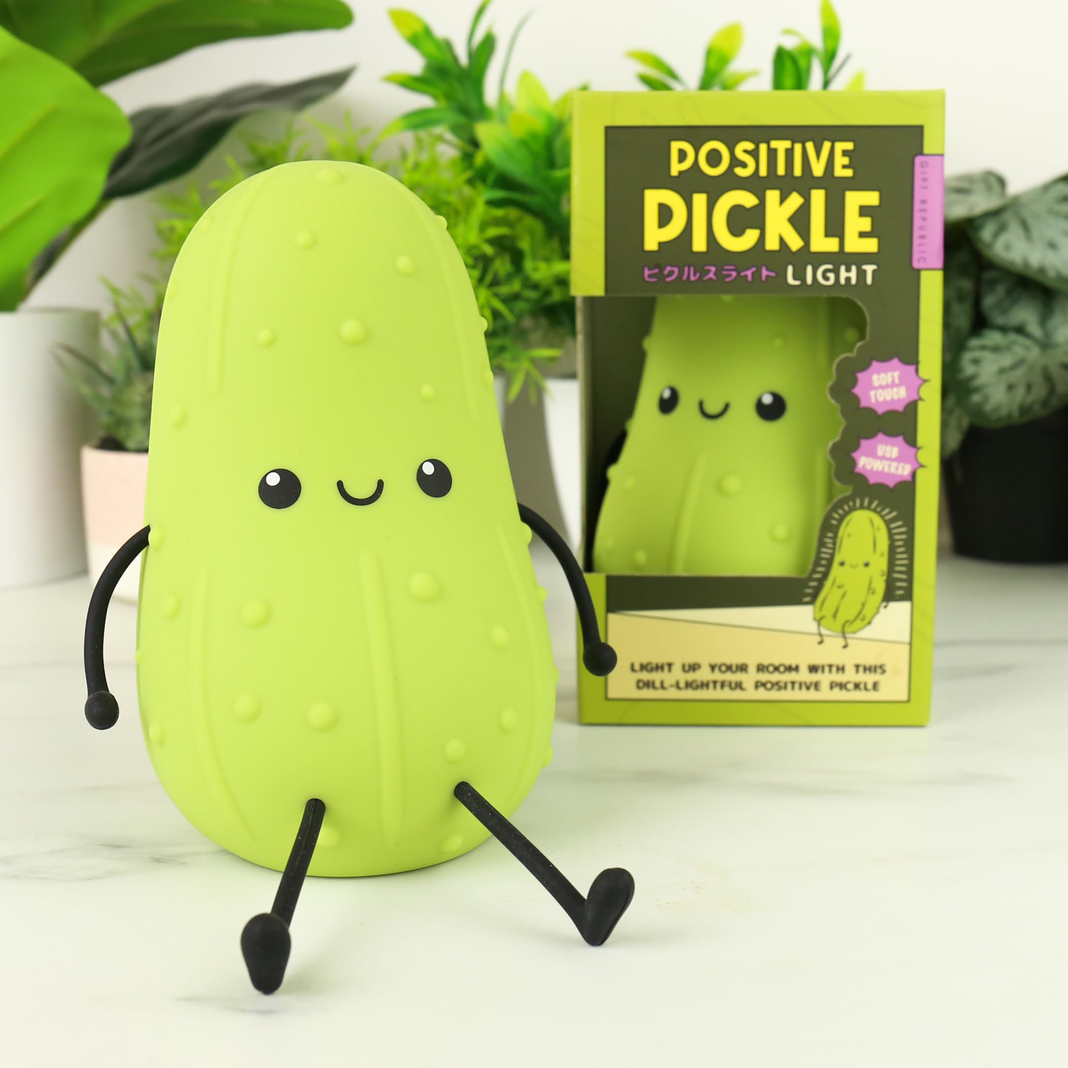Gift Republic  Kids Pickle Light – Soft-Touch Squeezable Light - Green