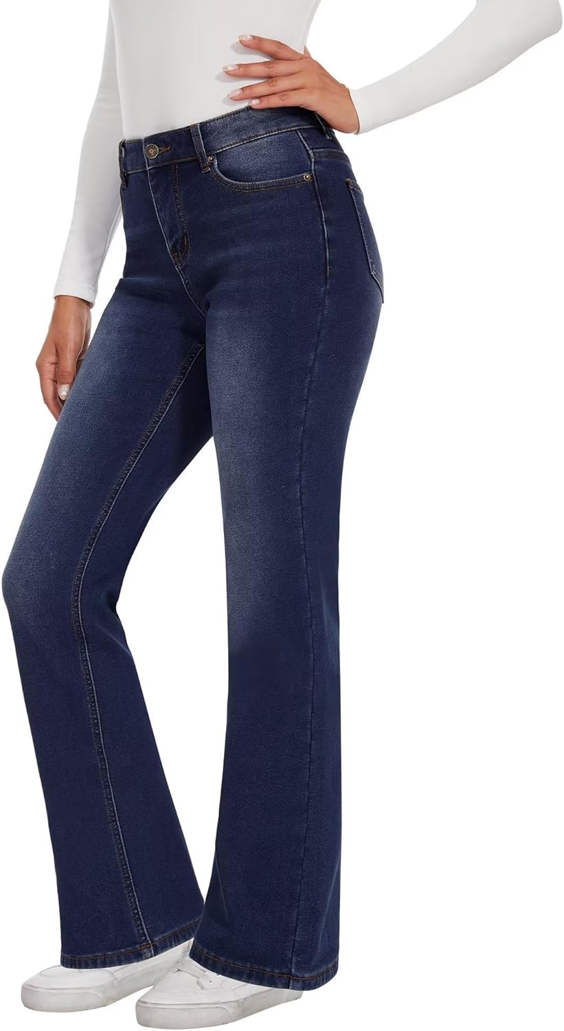 KDF Fleece Lined Jeans Women High Waisted Wide Leg Baggy Jeans for Women Winter Lined Jean Pants - Image 5