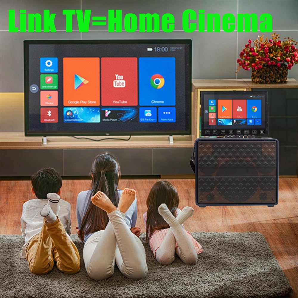 Professional karaoke, portable speaker 14.4-inch touch screen, used for home and outdoor singing, dancing, parties, watching movies, supporting Bluetooth/TF/USB/AUX/TWS/wifi/connection to TV