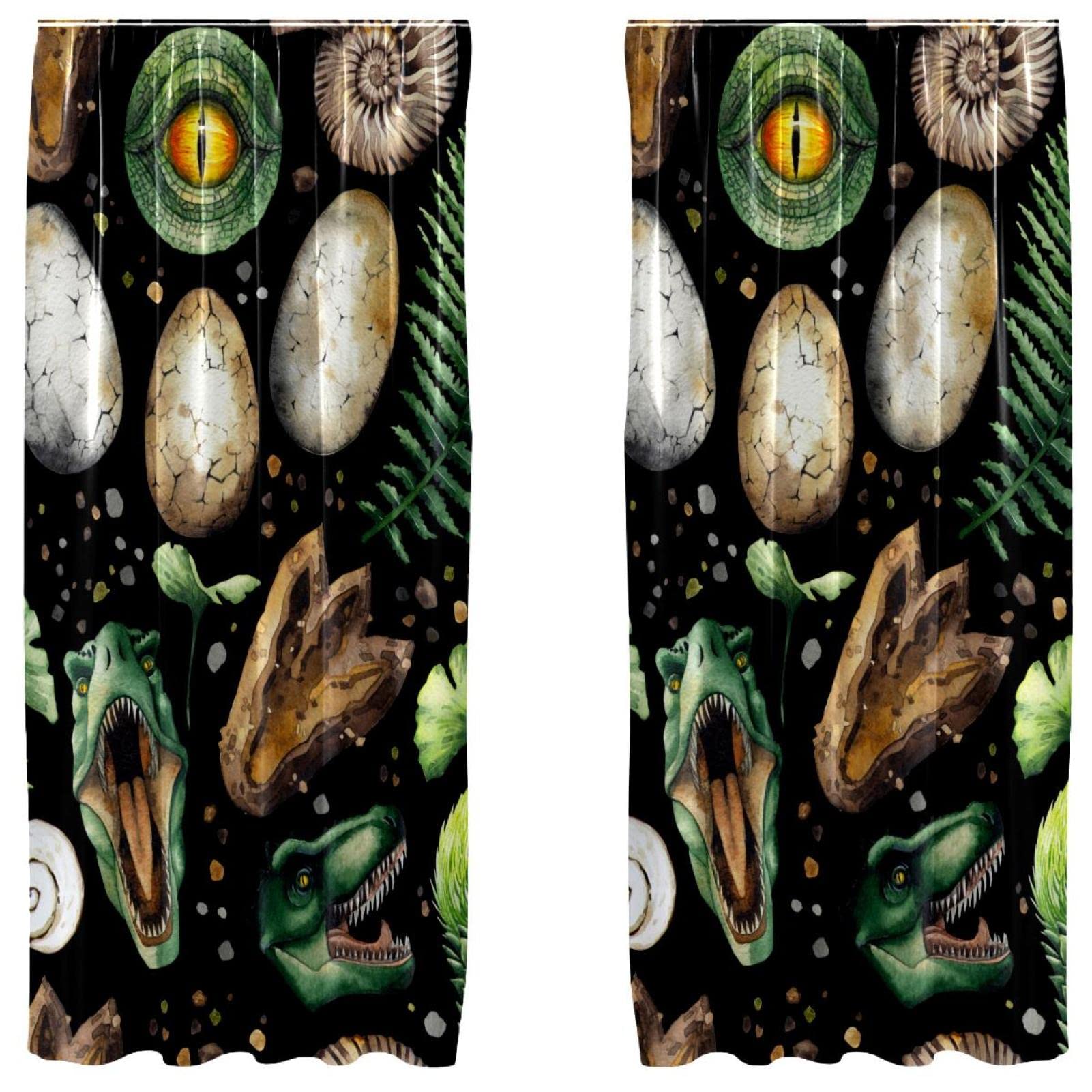 Rideaux yeux de dinosaure vert fossile pour déco chambre enfant 140x213 cm