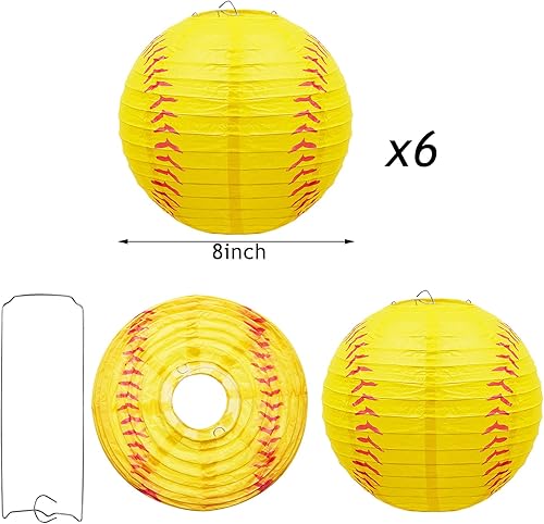 Miniatura 2 de 6 faroles de papel de softbol de 8 pulgadas para decoración de fiesta temática deportiva, festival, celebración