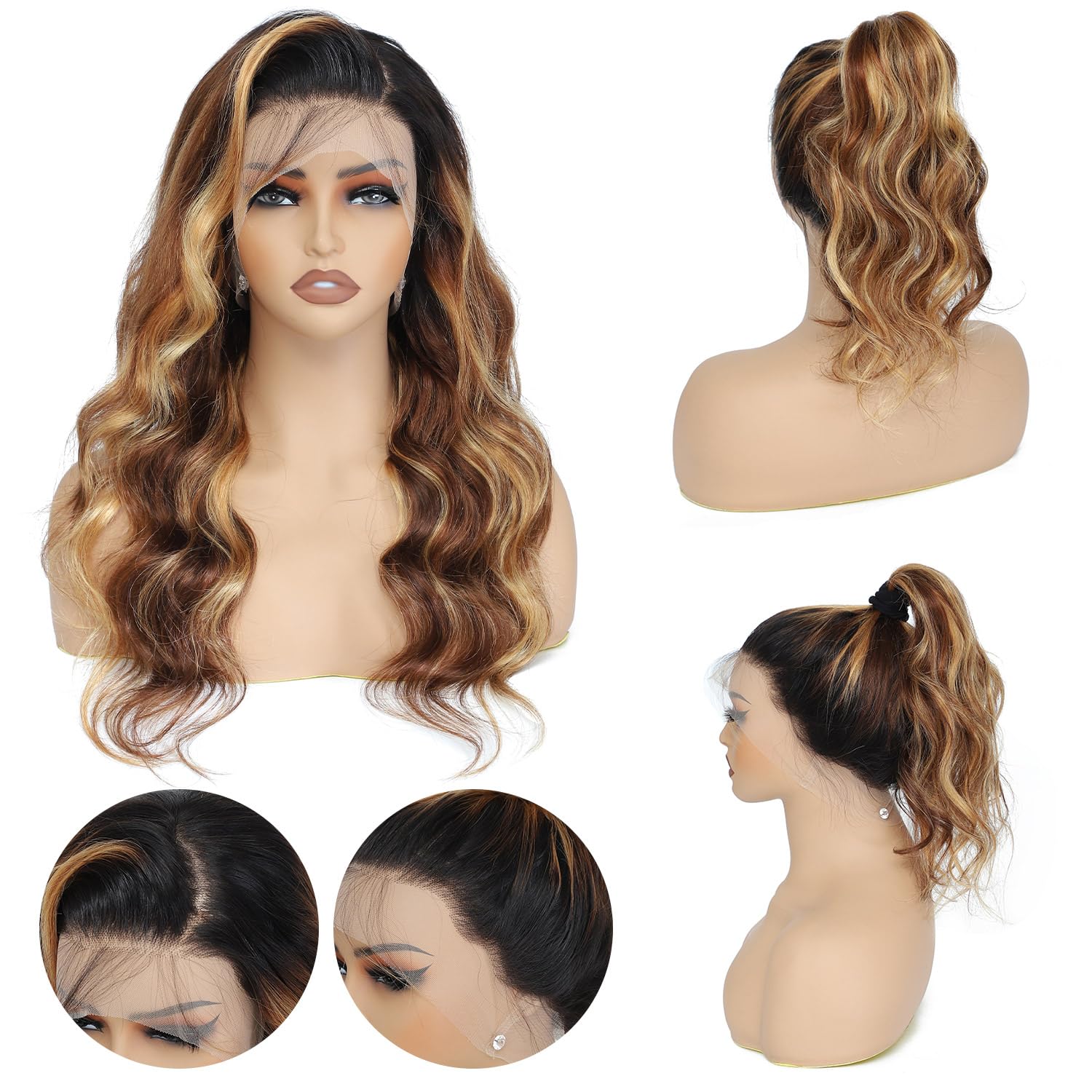 Amazon.com : Aaliweya Highlight Ombre Body Wave 360 Lace  display picture 1