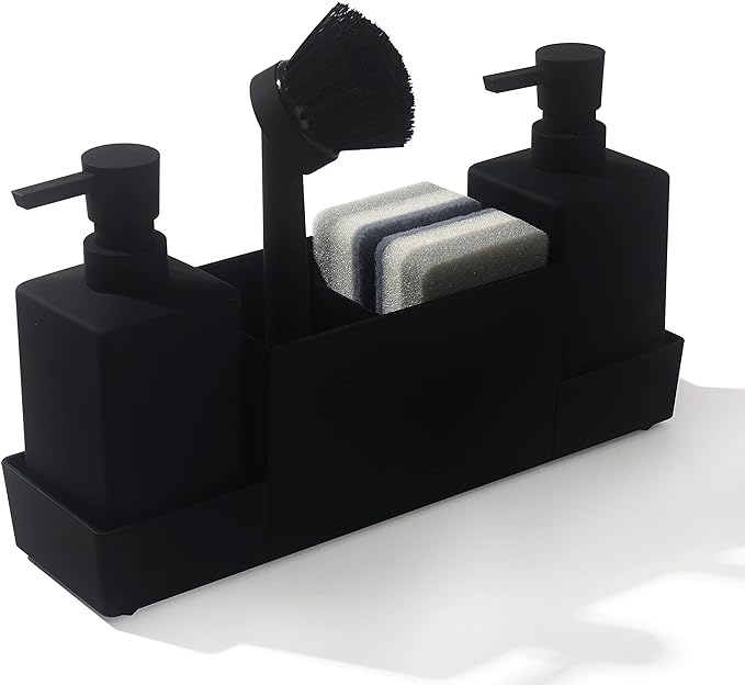 Kitchen Soap Dispenser with Sponge Holder Set for Sink