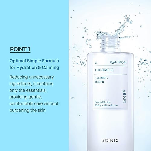 Miniatura 4 de SCINIC The Simple Calming Toner 10.1 fl oz (10.1 fl oz)  Astringente facial vegano para pieles sensibles e irritadas  Textura acuosa fresca  Tónico