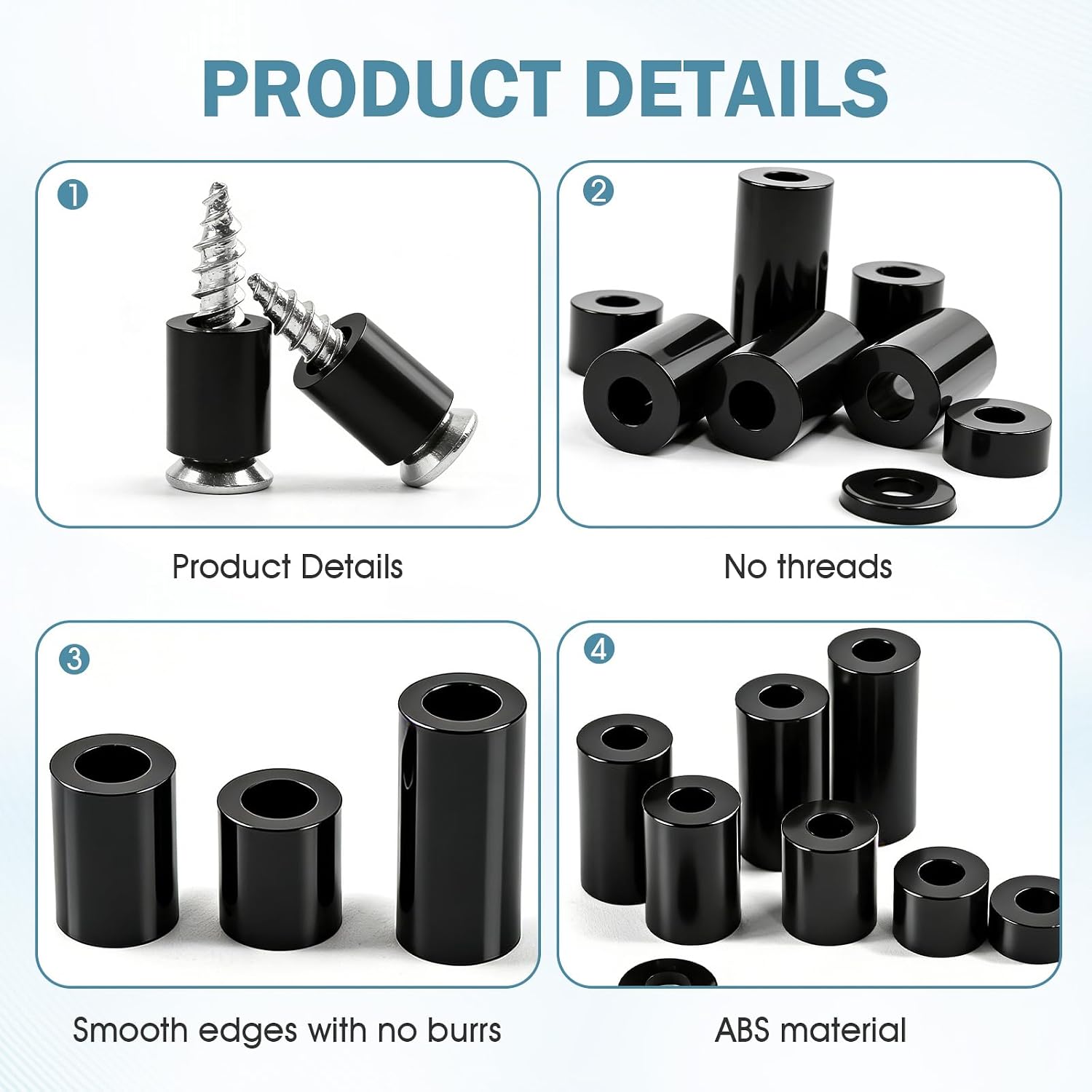 395 Pack Black Nylon Spacers Kit, Applicable to Standoff for PCB Motherboard, Circuit Board, Electrical Screws Switch and Receptacle Non-Threaded Round Plastic Spacers (Black)
