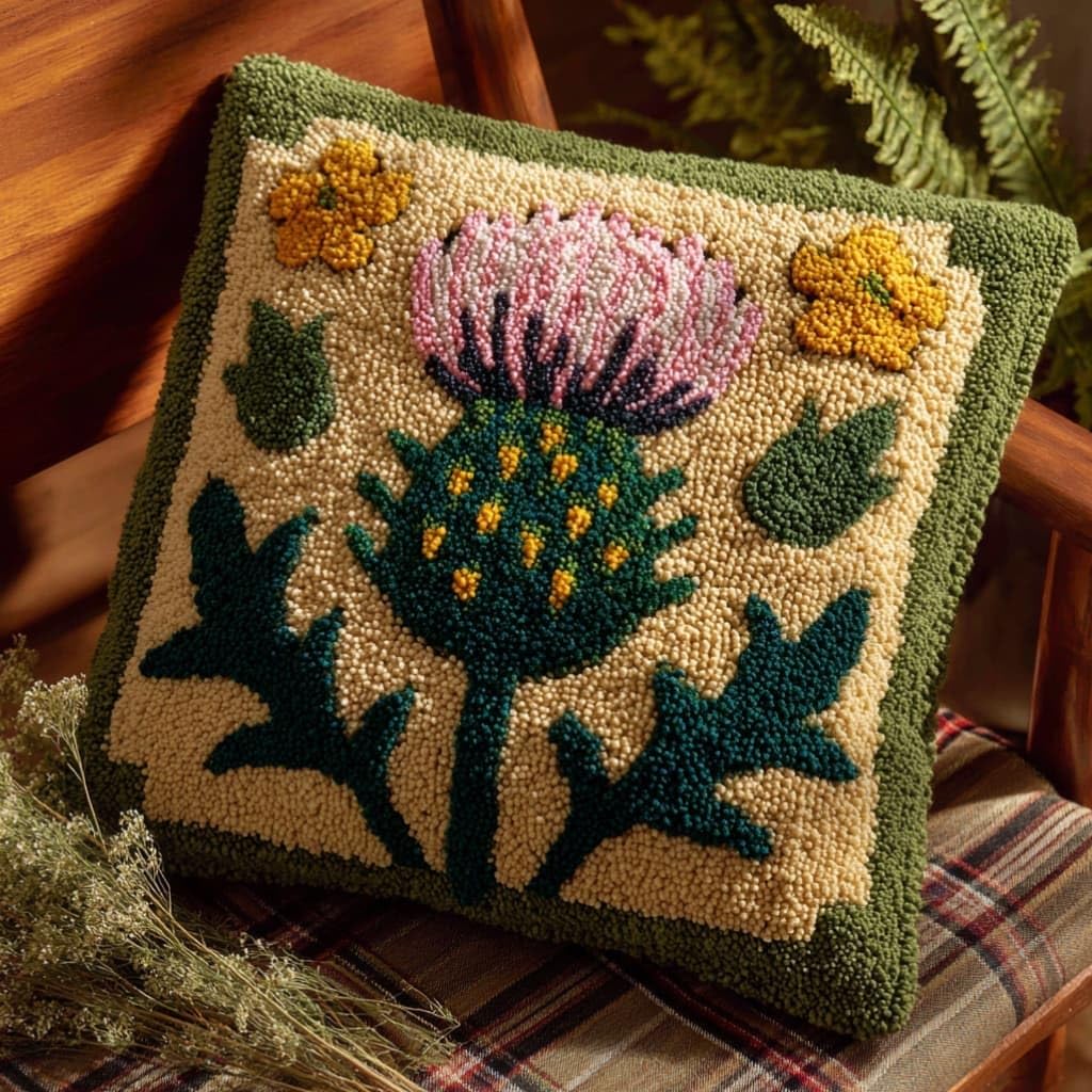 Taxpy Latch Hook Cushion Kits Thistle 17X17 Inch