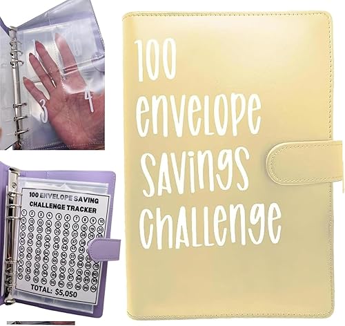 Miniatura 7 de Carpeta de desafío de 100 sobres  Libro de desafíos de ahorro 2025 con sobres, carpeta de 100 sobres, planificador de desafío de ahorro de dinero,