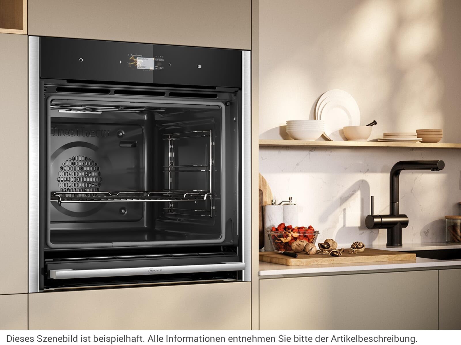 Neff CircoTerm, Slide and Hide B64CS71N0, N90, 60 x 60 cm, Stainless Steel, Full Touch TFT Colour and Graphics Display, Pyrolysis, Home Connect, Soft Opening and Soft Close