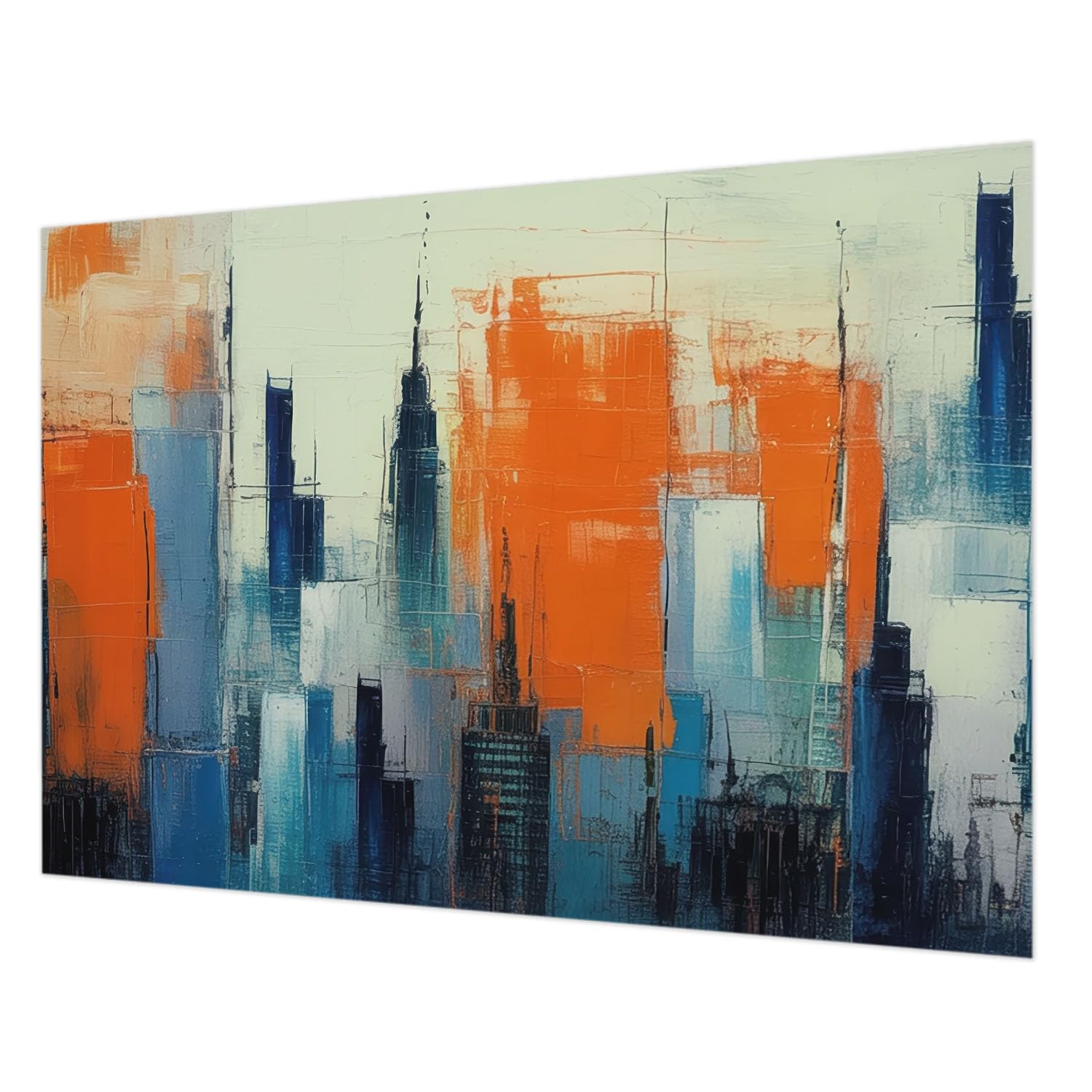 Tapisserie intissée ville abstraite 208x146 cm pour décoration murale de chambre et salon