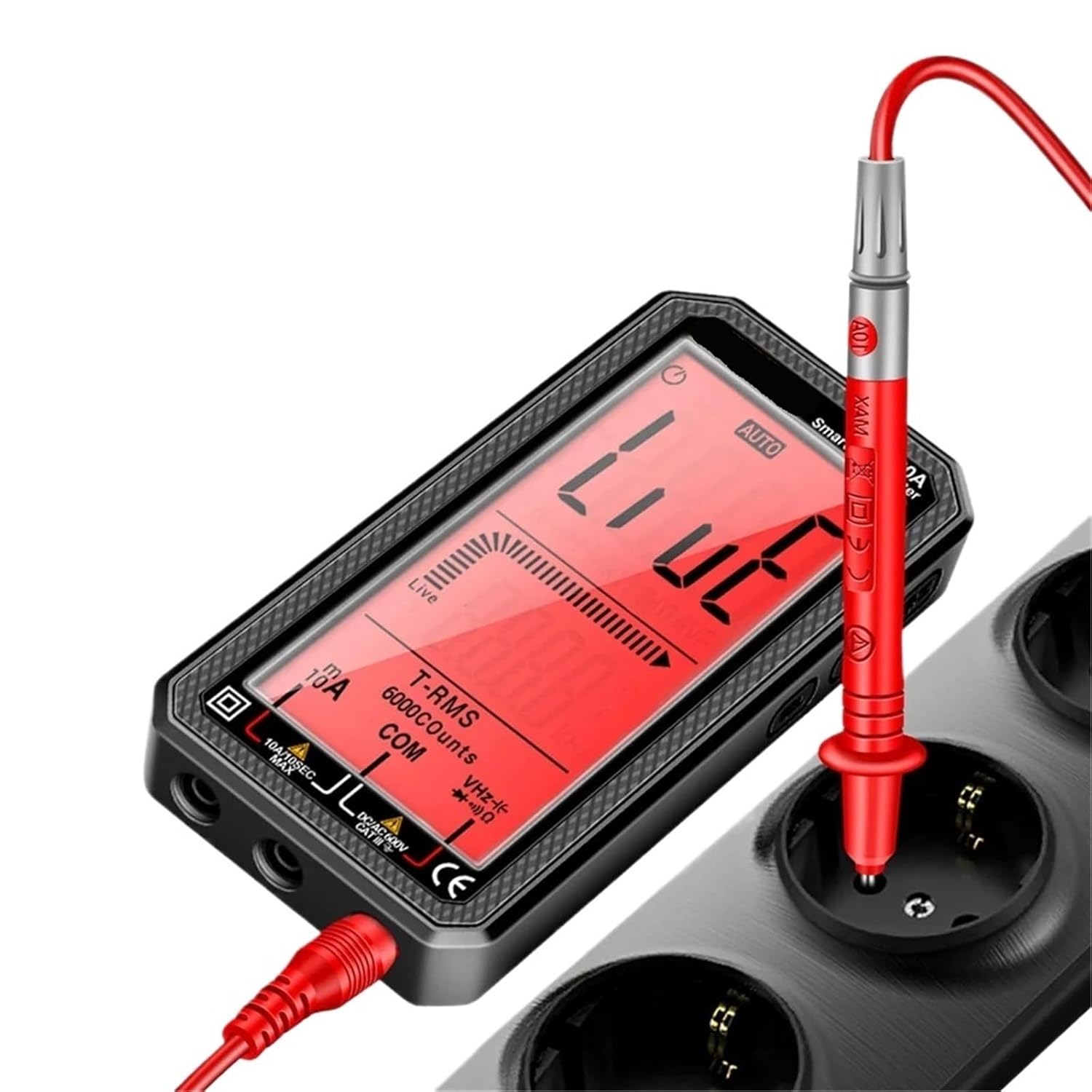 Digital Smart Multimeter Auto Range Transistor Testers True Auto Electrical Capacitance Meter AC/DC Ammeter Voltmeter(Red)
