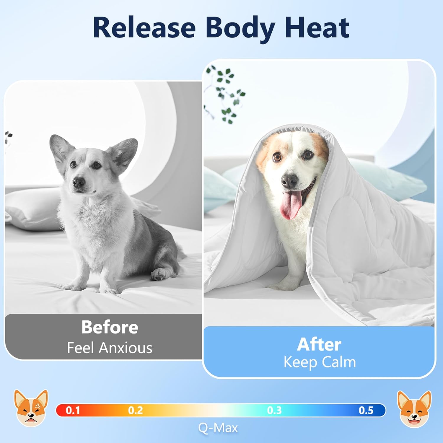 MIXJOY Cooling Blanket for Small Dogs Breathable, Dual-Sided Q-MAX>0.5, Lightweight Pet Cooling Throw Blanket Summer for Dog Bed & Dog Crate, Washable Soft Dog Cat Cold Mat Durable, Pearl Grey, 25x35
