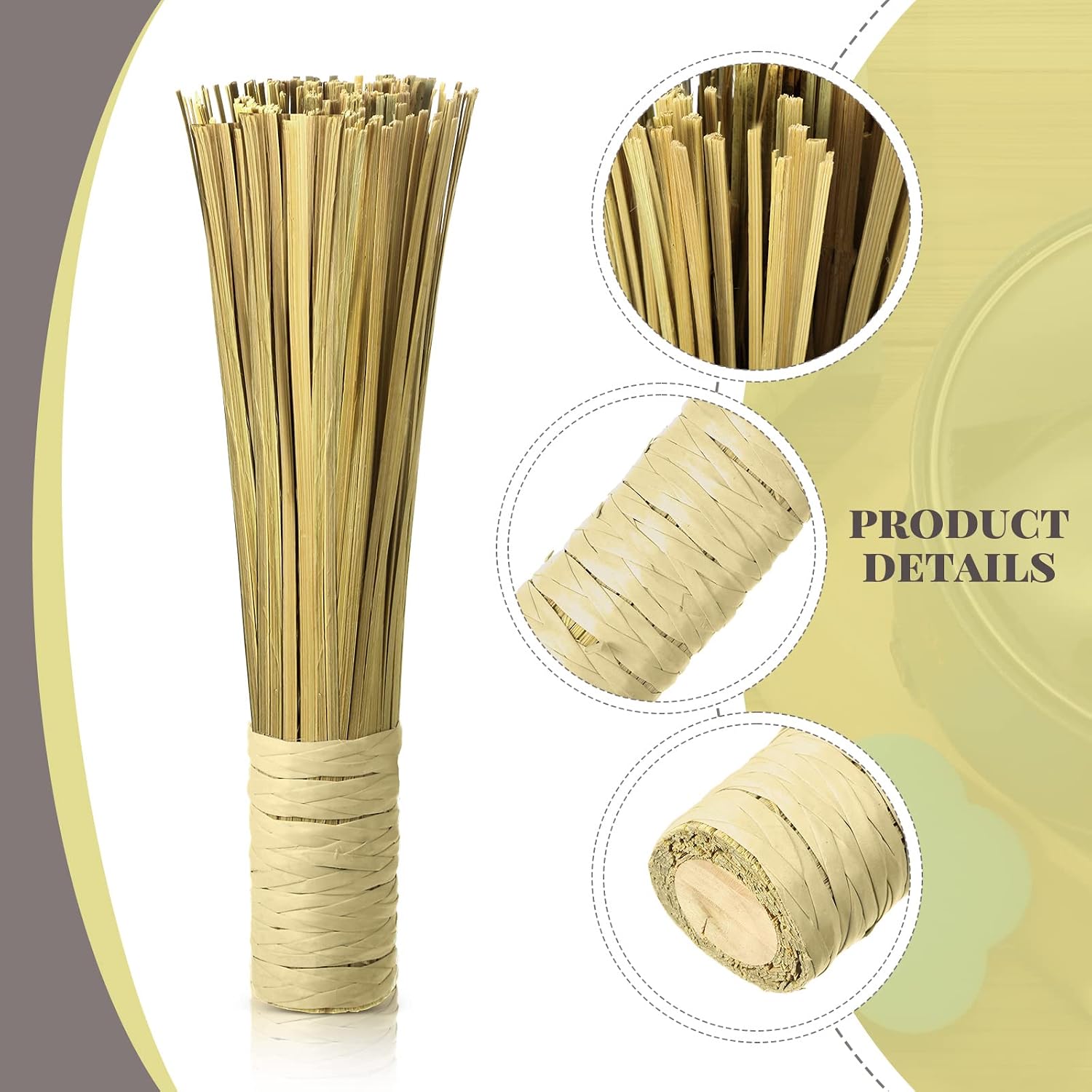 Canlierr 2 Pcs 12 Inches Bamboo Wok Brush Natural Bamboo Kitchen Cleaning Brush Durable Sturdy for Kitchen Pot Scraper Scrubber Dish Pan for Cooking Skillet Grill Utensils Scrubbing