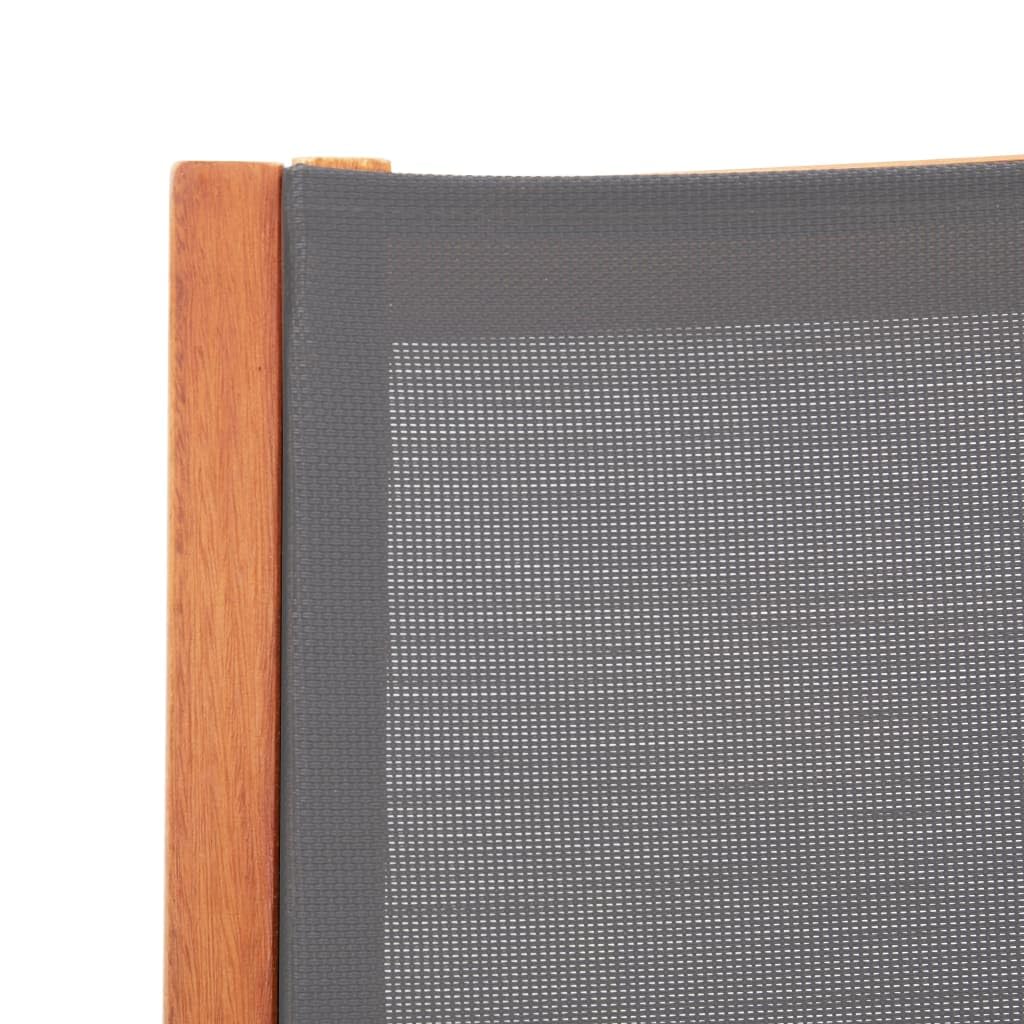Silla de jardín de madera con reposapiés, color gris, eucalipto y textileno, resistente, hasta 110 kg, fácil de montar