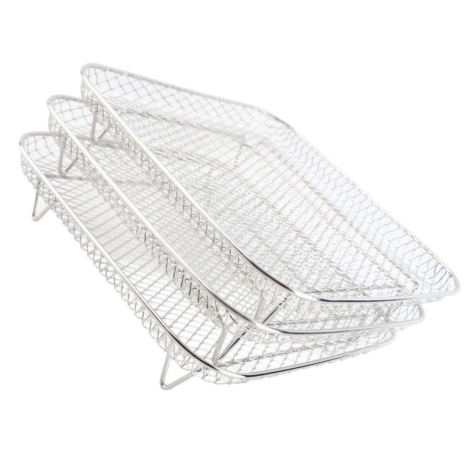 Rejilla para freidora cuadrada de 3 capas, apta para lavavajillas, freidora de acero inoxidable SUS304, accesorio para freír y hornear tareas de cocina