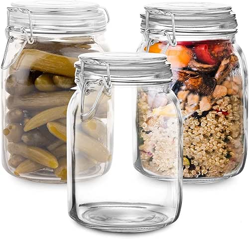 Set of 3 Mason Jars with Lid (1 Liter) |