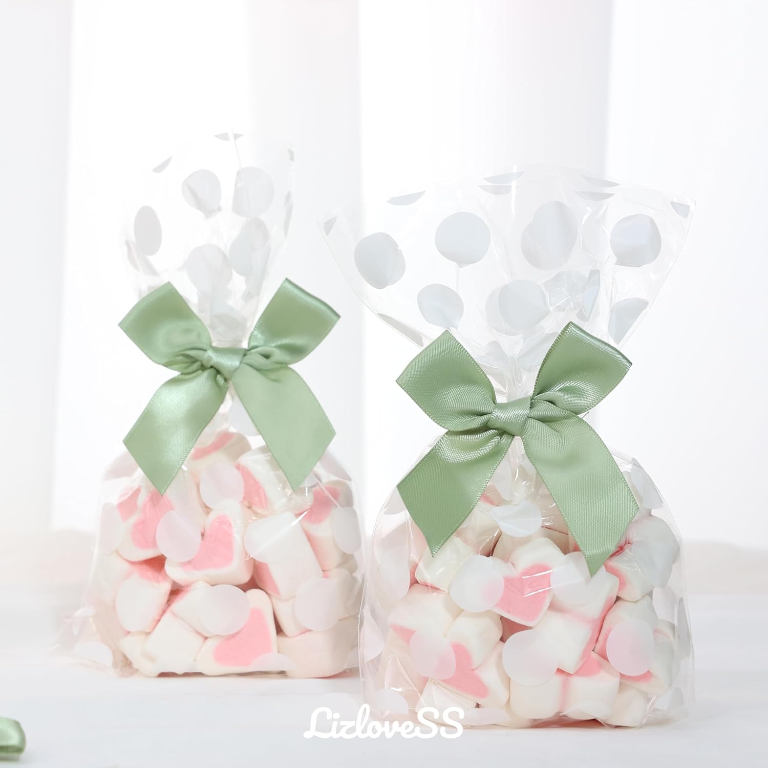 Pre-Tied Self Adhesive Sage Green Satin Ribbon Bows for Crafts 3" Small Green Bow Decor for Coquette Birthday Party Decorations, Wedding, Gift Wrapping, Balloon, Baby Shower (50 Pack) - Image 5