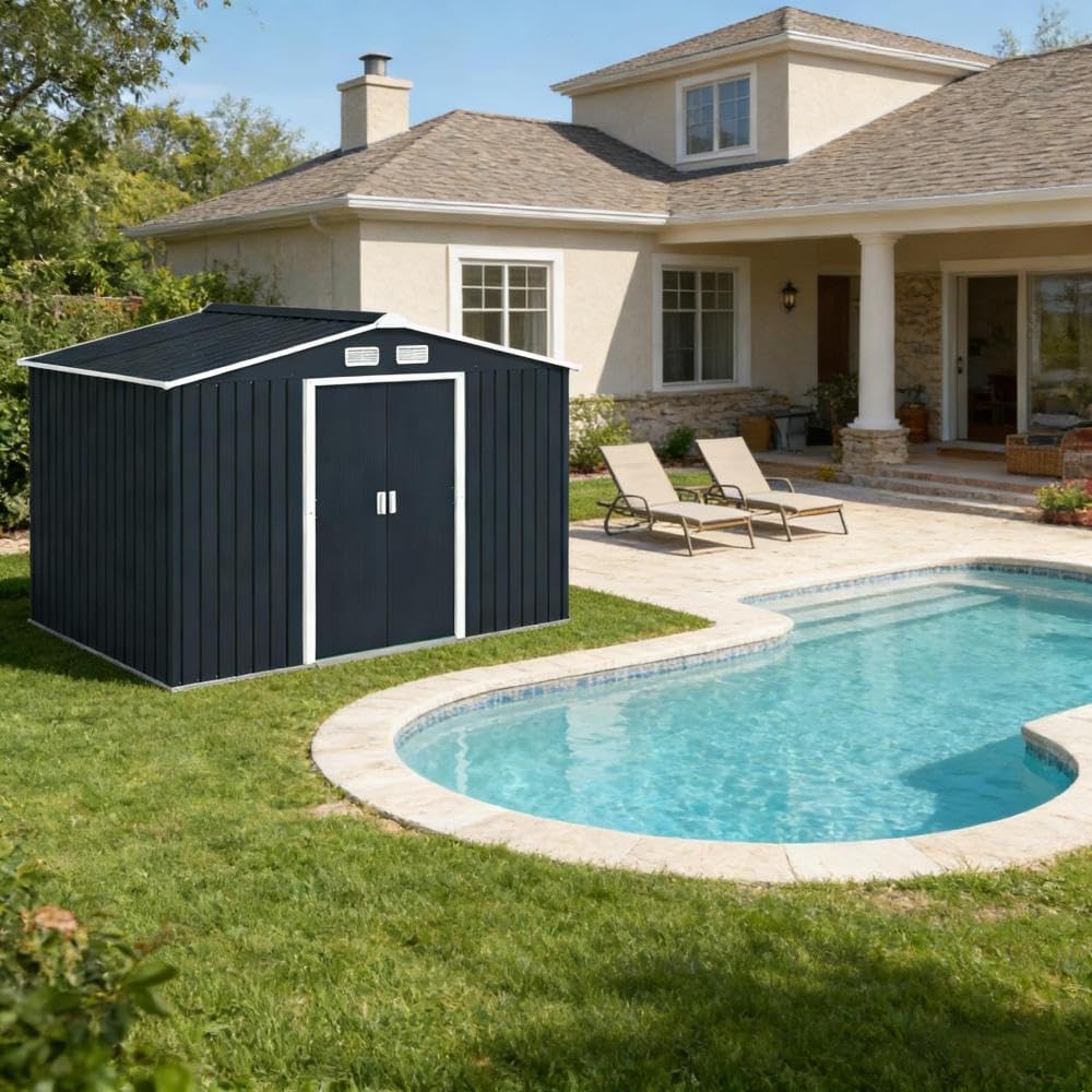 Metal Storage Shed for Outdoor Tool Organization and Backyard Storage