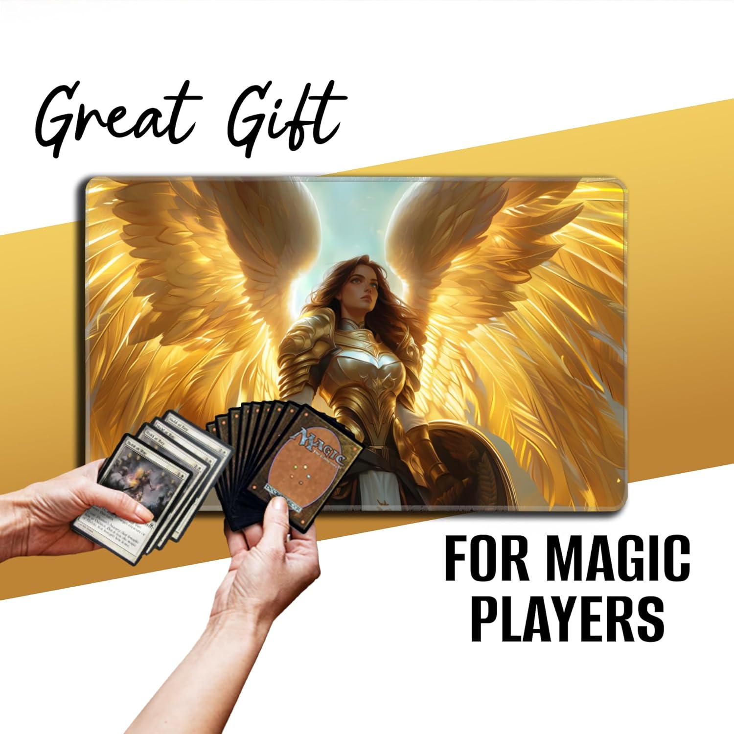 Card Game Playmat - Premium Stitched Edge - Perfect for MTG Commander Decks (Giada Angel)