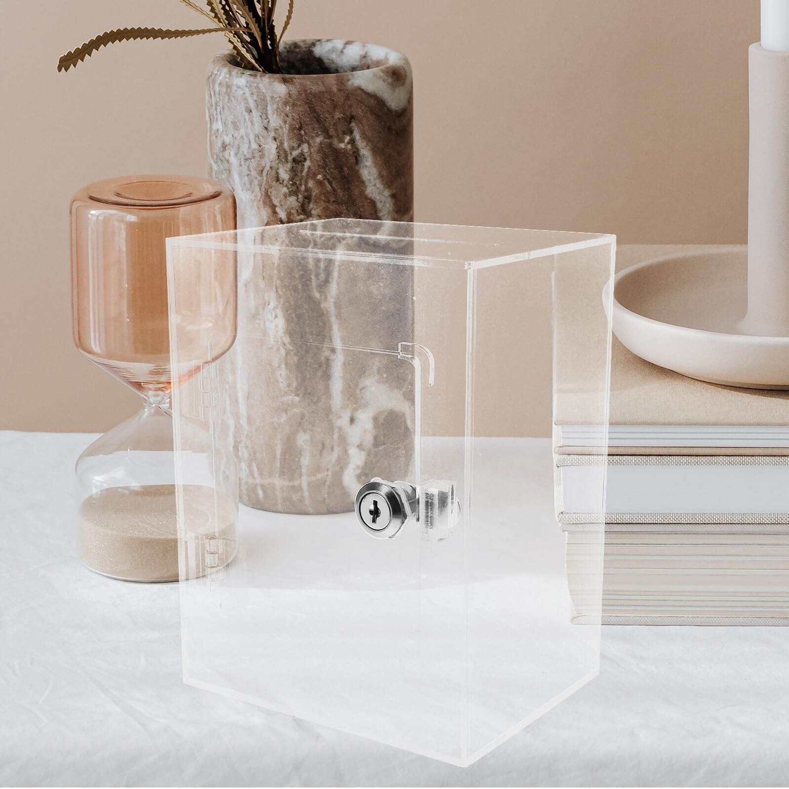 Abaodam Tirelire Transparente en Acrylique avec Serrure et Clé de Sécurité pour Garçon et Filles, Boîte Carrée Pratique pour Présents d'anniversaire et Rangement D'espèces