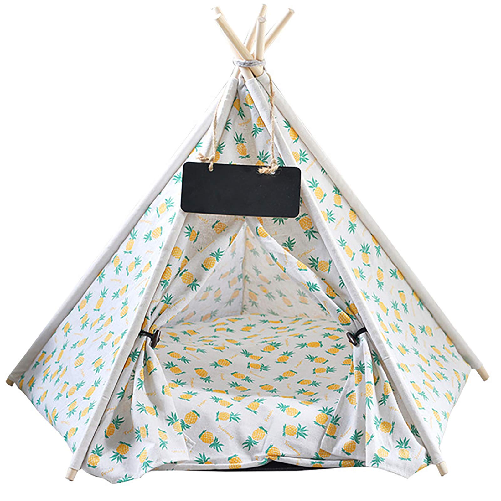 Tipi pour Animaux de Compagnie, Tente pour Chiens avec oreillers Amovibles et Tente tipi Lavable pour Chiens et Chats, lit pour Animaux de Compagnie, tipi pour Chiens,E,60 * 60 * 80CM