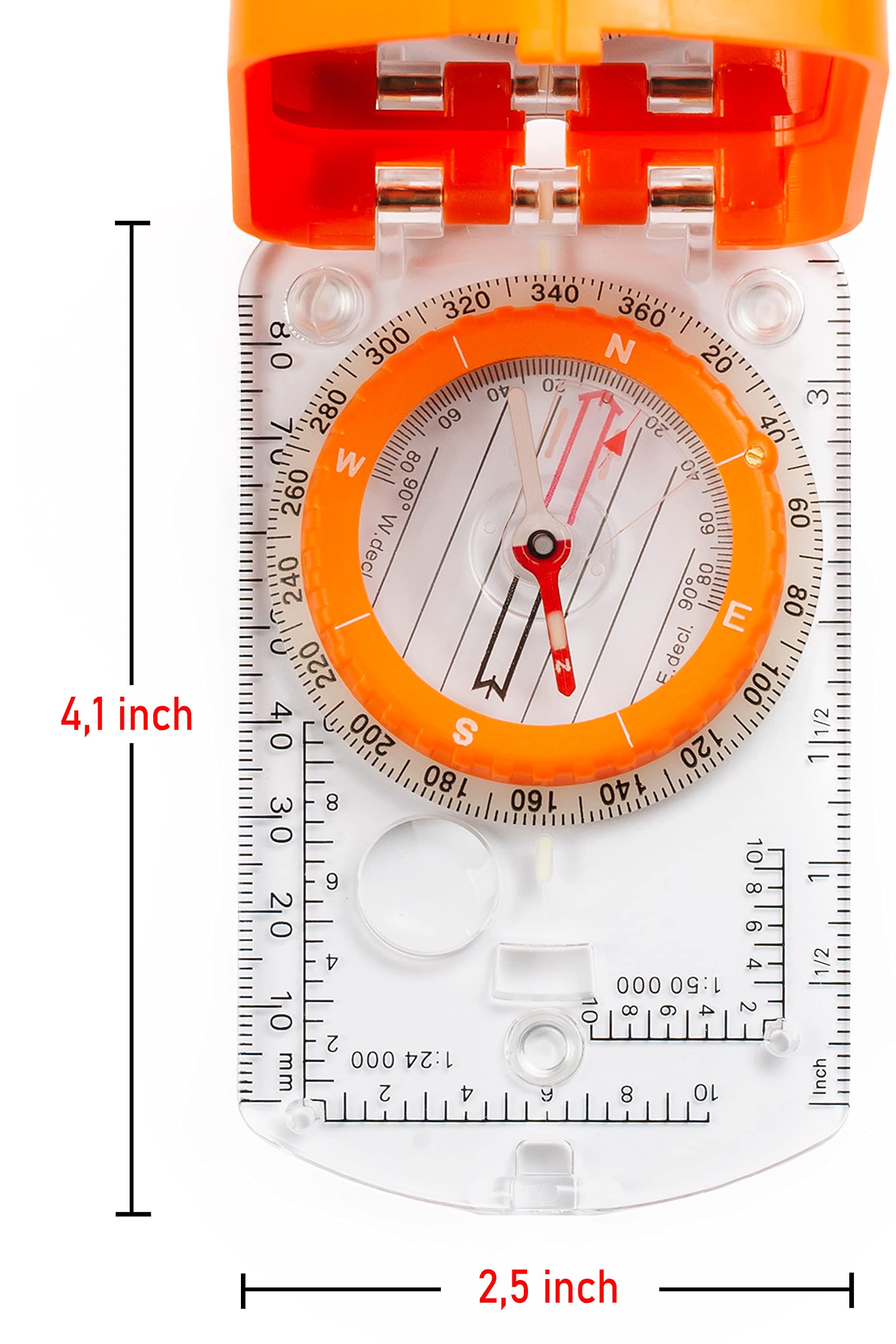 Orienteering Survival Compass With Mirror - Adjustable Declination For ...