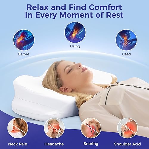 Miniatura 2 de Almohada cervical para el cuello para aliviar el dolor, almohada ergonómica de contorno para dormir, almohadas de espalda y boca abajo para adultos,
