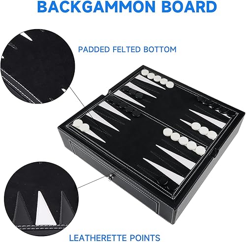 Miniatura 3 de GSE Games & Sports Expert Juego combinado de ajedrez, damas, backgammon, damas chinas y dados de póquer 5 en 1 de 12.5 pulgadas, para niños y adultos