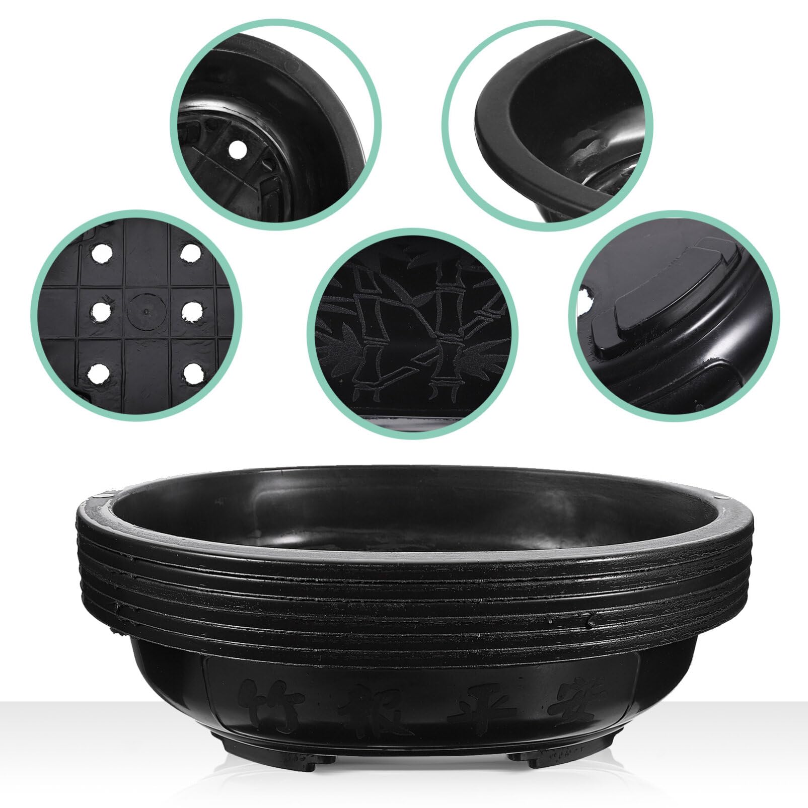 Kisangel Macetas Grandes De Plástico para Entrenamiento De Bonsái 6 Uds. Maceta para Cultivo De Plantas Bonsái Maceta Ovalada para Vivero con Agujeros De Drenaje Maceta Ovalada De Plástico