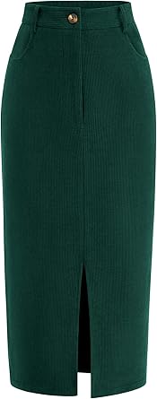 PRETTYGARDEN Corduroy Skirt Women Fall Fashion 2025 High Waisted Pencil Midi Skirts Business Casual Work Office Winter Outfit