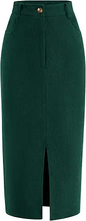 PRETTYGARDEN Corduroy Skirt Women Fall Fashion 2025 High Waisted Pencil Midi Skirts Business Casual Work Office Winter Outfit