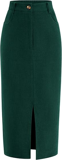 PRETTYGARDEN Corduroy Skirt Women Fall Fashion 2025 High Waisted Pencil Midi Skirts Business Casual Work Office Winter Outfit