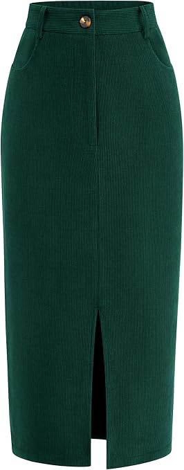 PRETTYGARDEN Corduroy Skirt Women Fall Fashion 2025 High Waisted Pencil Midi Skirts Business Casual Work Office Winter Outfit