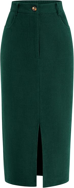 PRETTYGARDEN Corduroy Skirt Women Fall Fashion 2025 High Waisted Pencil Midi Skirts Business Casual Work Office Winter Outfit