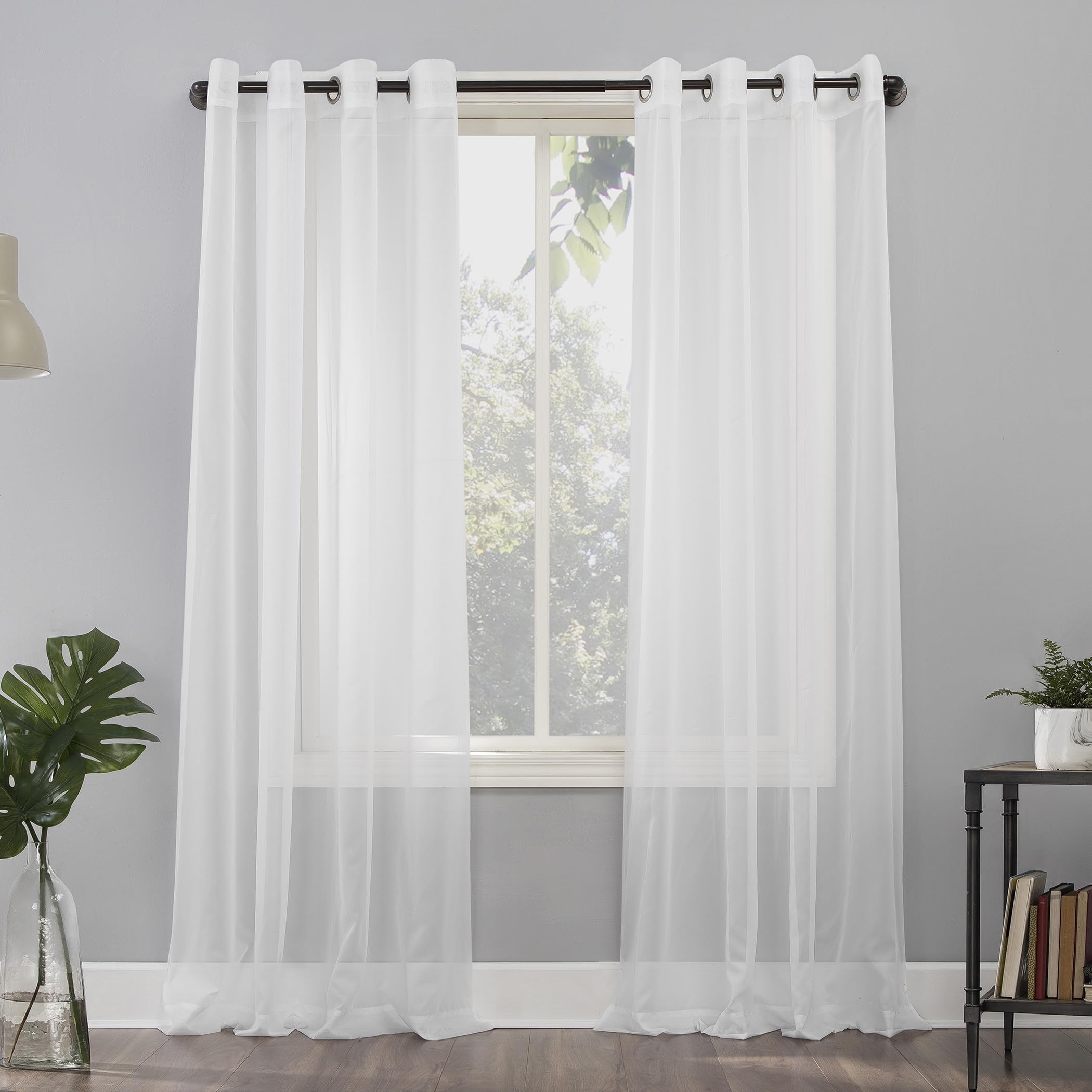 No. 918 Emily Sheer Voile Grommet Curtain Panel, 59" x 120", White